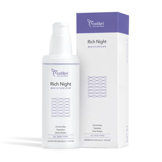 colibri skincare Rich Night Moisturizer 80ml - Nachtcreme für beschleunigte Regeneration über Nacht - Anti Aging Creme für eine starke Hautschutzbarriere - Feuchtigkeitscreme Gesicht