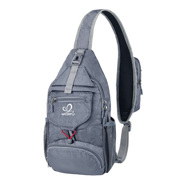 WATERFLY Brusttasche Sling Bag Klein: Faltbarer Herr Crossbody Bodybag Crossbag Slingbag Crossover Single Chest Rucksack Schultertasche Schulterrucksack Cross Body Herren Damen Reisen Wandern