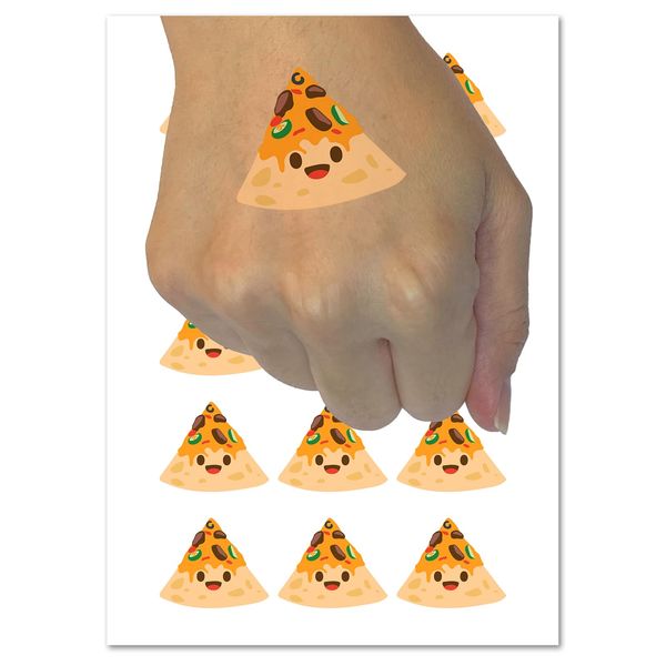 Happy Nacho Tortilla Chip Toppings Temporary Tattoo Water Resistant Fake Body Art Set Collection - 15 2" Tattoos (1 Sheet)