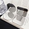 Hand Mirror, Compact, Stylish, Folding Mirror, Stainless Steel, Double Sided Mirror, Gift, Women's, Birthday (Square Circle)