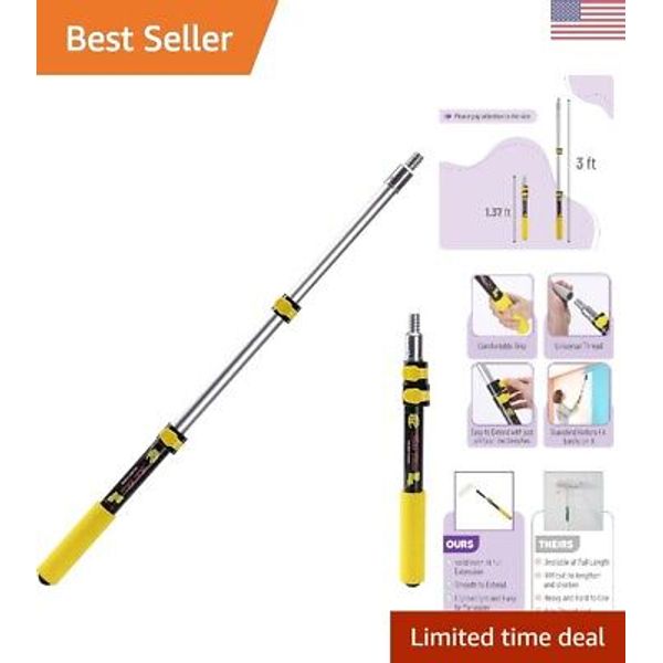 Telescoping Extension Pole - 1.4 to 3 Ft, Paint Roller Extension Pole, Foam H...