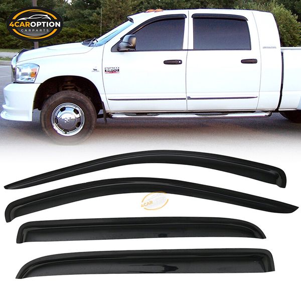 Fits 06-09 Dodge Ram Mega Cab Window Visors Rain Sun Guard Vent 4 Pieces Set