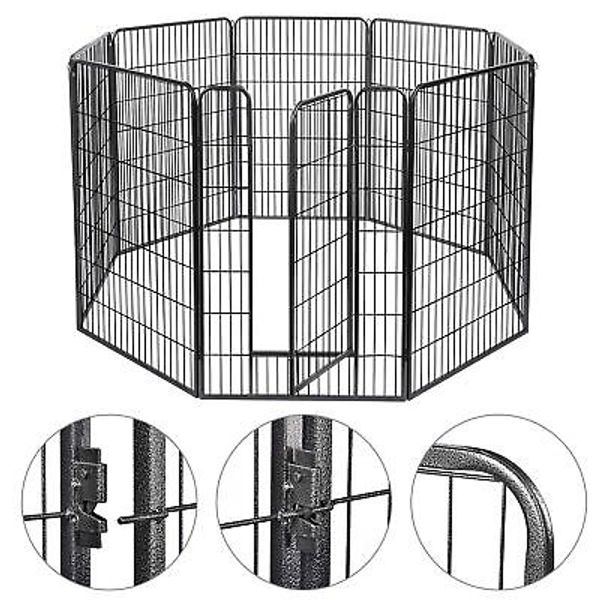 Pet Playpen Dog Exercise Barrier Fence Garden Crate Metal Cage 32"x47" 8 Panel