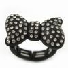 Avalaya 25mm Across/Matte Black Bow Ring with Clear Crystals/Size 7/8 Expandable