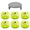 Weed Wacker String Compatible for Ryobi One Plus+ AC80RL3, 11ft 0.080" String Trimmer Refill, Replacement Spool Line with Ryobi 18V, 24V, 40V Trimmers (6 Spools & 1 Cap)