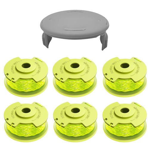 Weed Wacker String Compatible for Ryobi One Plus+ AC80RL3, 11ft 0.080" String Trimmer Refill, Replacement Spool Line with Ryobi 18V, 24V, 40V Trimmers (6 Spools & 1 Cap)