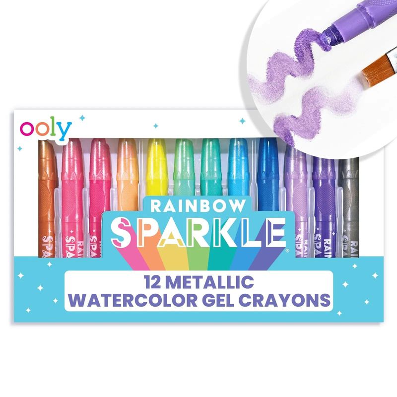 Rainbow Sparkle Watercolor Gel Crayons, Set of 12
