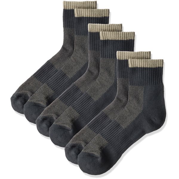 Workers SP713 Men's Socks, Cotton, 3 Pairs Set, Military Feet, Comfortable, Bottom Pile & Premium Combed Cotton Yarn, For Soft Comfort, Middle Length Socks, For Safety Shoes and Work, Gray, 9.6 - 10.6