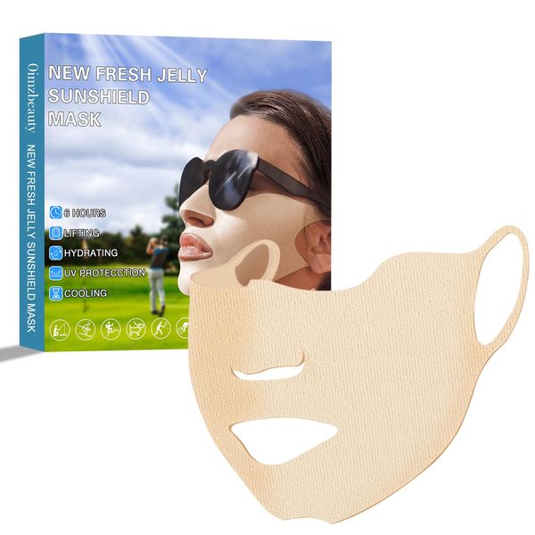 Golf Sunscreen Patch, UV Protection Mask for Face Care, Hydrating Gel Cool Face Mask Lifting Collagen Mask Sun Protection UV Stickers Suitable for Climbing Cycling Outdoor Activities (5-Piece)