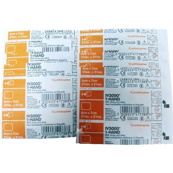 Opsite IV3000 Non-Wing Moisture Responsive Catheter Dressing, 7 x 6 cm