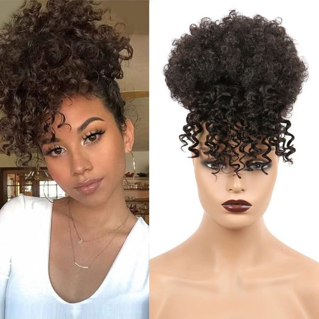 Afro Kinky Curly Hair Bun Pferdeschwanz Clip in Pony High Puff Kordelzug Pony Synthetische Haarverlängerung für schwarze Frauen