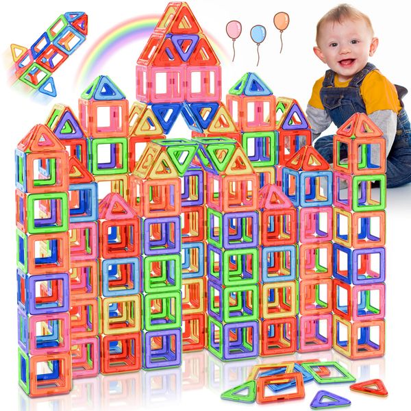 Lovchil Magnetic Building Blocks, 40pcs Magnetic Building Blocks Set, Magnetic Tiles for 3 4 5 6 7 8 Years Old Boys Girls Toddlers Kids, Preschool Learning Educational Construction Toys