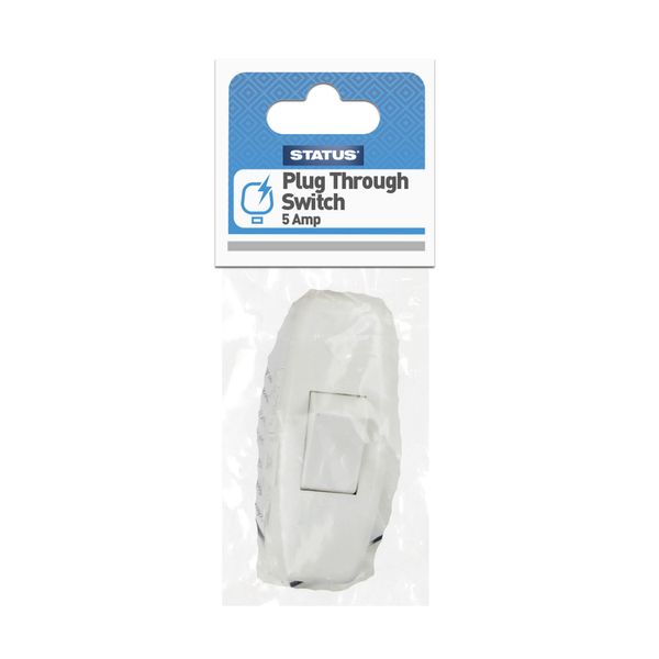 STATUS Plug Through Switch | 5A Plug Through Light Switch | White Plastic | S5APTS6