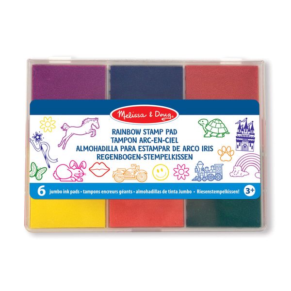 Melissa & Doug Rainbow Stamp Pad Arts and Crafts Stamp Sets and Stencils 3+ Gift for Boy or Girl