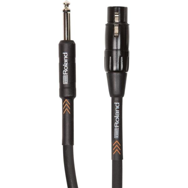 Roland Black Series Balanced Microphone Cable —Xlr To 1/4-Inch Connector, 20 Ft/3 M - Rmc-B20-Hiz