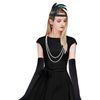 3 Pack 1920s Flapper Headband Accessories Set, Vintage Flapper Feather Headband, Black Long Gloves, Pearl Necklace, Great Gatsby Costume Accessories, Retro Style Hair Accessories