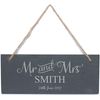 Personalised Mr & Mrs Hanging Slate Sign Plaque - 25x10cm