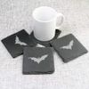 4 x 'Happy Bat' 10cm Square Slate Coasters (CR00218547)