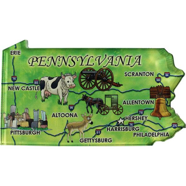 Pennsylvania - Acrylic State Map Refrigerator Magnet