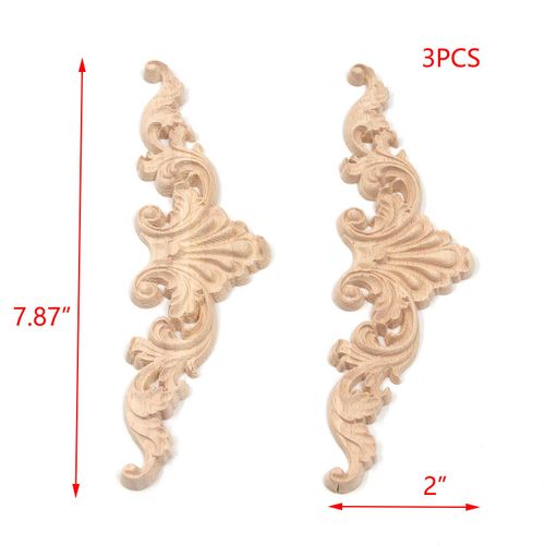 T Tulead Wood Carved Onlay Appliques Door Cabinet Decorative Appliques Corner Frame Decor Decal Pack of 3