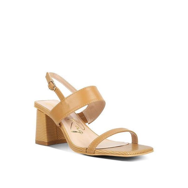 KIRK Elasticated Gussets Block Heel Sandals - Tan / 8