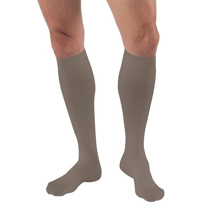 JOBST MEN 20-30 KNEE HIGH RIBBED COMPRESSION SOCKS CLOSED TOE KHAKI #115100