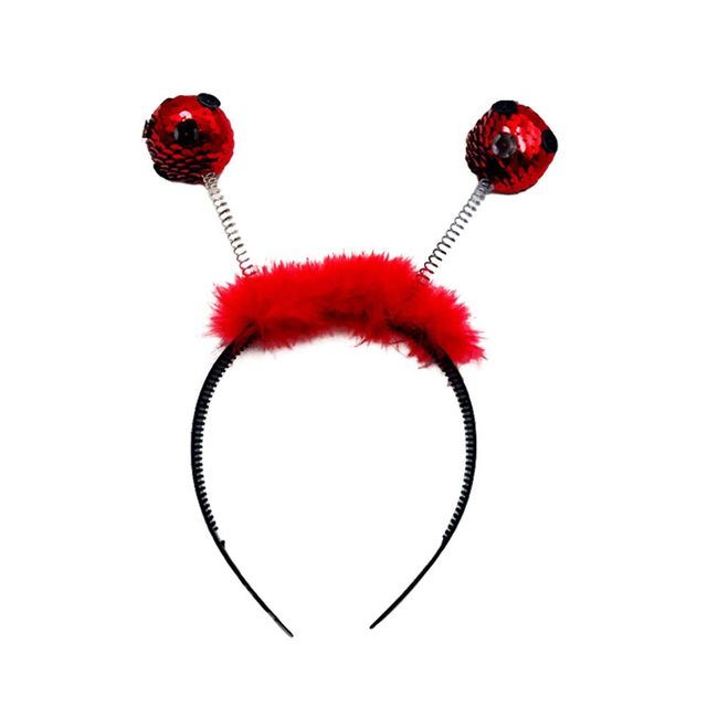Lurrose 1PC Spring Headband Cute Paillette Ball Ladybird Feather Headband for Kids Children Red
