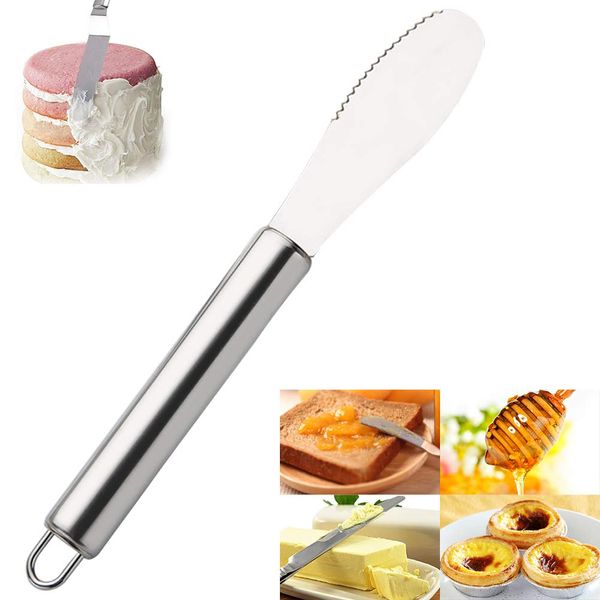 UxradG Stainless Steel Butter Spreader Knife, Sandwich Sawtooth Wide Blade, Multi-Function Sandwich Knife Kitchen Utensil for Spreading Butter, Cream, Cheese (Silver)