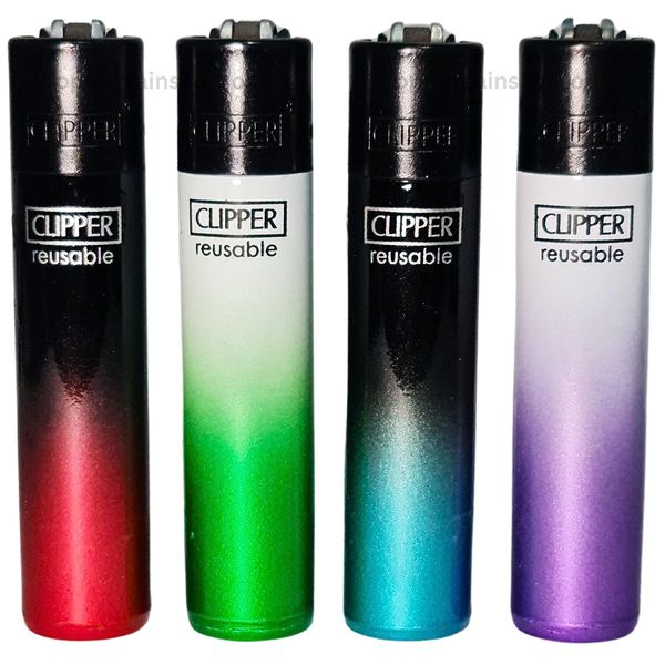 Zactly 4 x Clipper Lighter Set GRADIENT Black Top Windproof Gas Refillable Rare Limited Edition