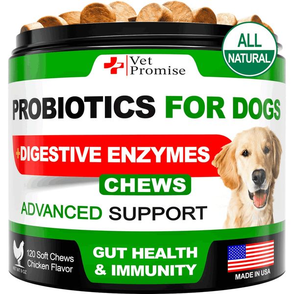 Probiotics for Dogs Digestive Enzymes for Good Health Itchy Skin 120 Chews