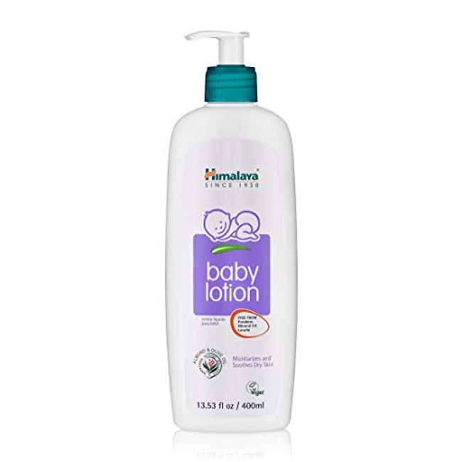 Himalaya Baby Lotion with Olive Oil and Almond Oil, Free from Parabens, Mineral Oil & Lanolin, Dermatologist Tested, 13.53 oz (400 ml)