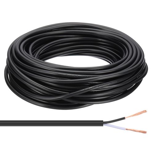 PATIKIL 50Ft 18/2 PVC Covered Wire, 300V SVT Round Lamp Cord Insulated Heat Resistant Electronical Flexible Cable for LED Lamp Wire Audio Cable Speaker, Black, UL Listed