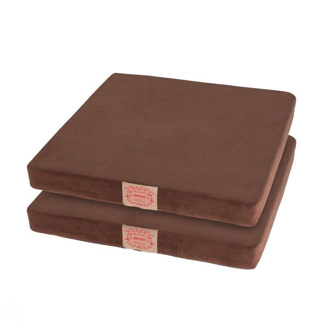 Shinnwa Cushion Cushion Square Chair Cushion, 15.7 x 15.7 x 2.0 inches (40 x 40 x 5 cm), Thick Velour Fabric, Memory Foam, Zabuton Cushion, Square Cushion, Chair, Set of 2, Washable Copper, Brown