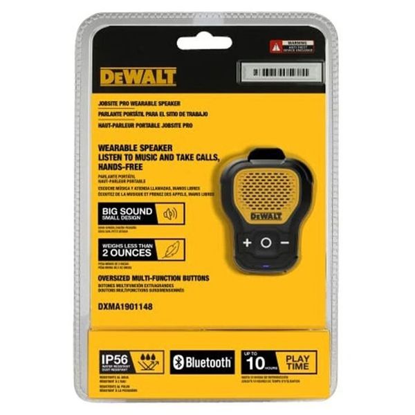 DEWALT Wearable Bluetooth Portable Speaker Clip-On Wireless Bluetooth 1901158DW2