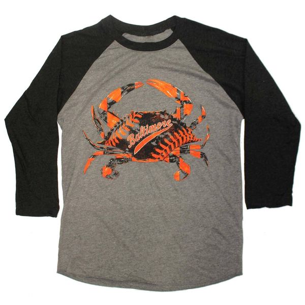 Baseball Home Team Crab *Front Print* (Black & Grey) / Baseball Jersey - Medium / Grey