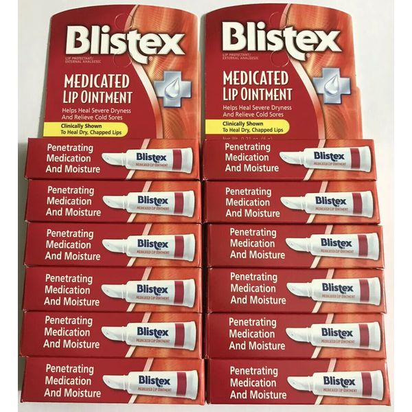 12 Pieces Of Blistex Medicated Lip Balm SPF 15 0.21oz Prevent Dry Lips Medex Red