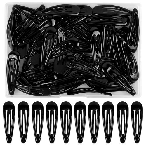 Dokeno Black Women's Hair Clips, Pack of 50 Hair Clips Girls, 5 cm Metal Snap Hair Clips, Mini Hair Clips for Girls Women, Hair Accessories, Hair Clips, Metal for Birthday Party