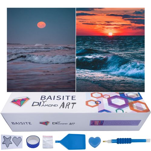 BAISITE Diamond Art Kits for Adults Beginners,2 Pack Round 5D Paint with Diamonds Pictures Full Drill Cross Stitch Home Wall Decor DIY Crafts Kits(12x16 Inches) BSTDPK855-856