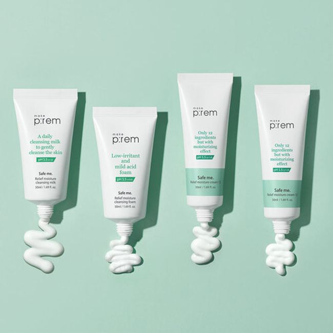 [4-piece set] Safe Me Relief Moisture Cream 12 50ml+50ml+Milk 50ml+Foam 50ml