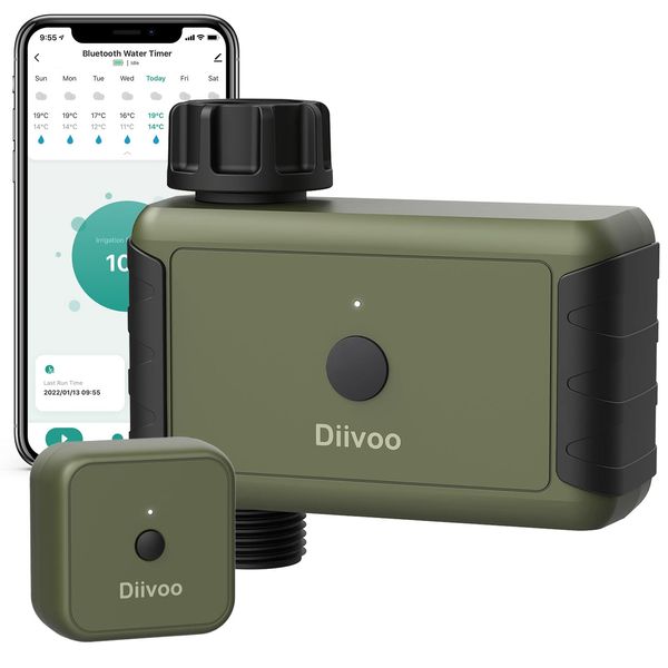 WiFi Water Timer, Diivoo Smart Irrigation Sprinkler Timer with 2 Watering Modes, Compatible with Alexa and Google Home via WiFi Hub for Garden Lawn