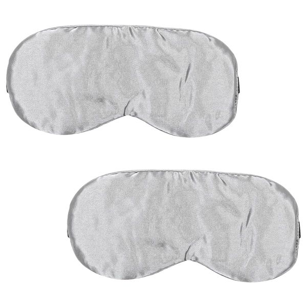 Pack of 2 NUZAMAS Silk Sleep Mask Smooth Soft Eye Mask Double-Sided Eye Mask Adjustable Sleep Eye Mask Eye-Cover Light Blocker for Sleeping Travelling Relaxation Grey