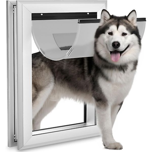 Aluminum Extra Large Dog Door, Pet Door for Interior and Exterior Doors, with Ma