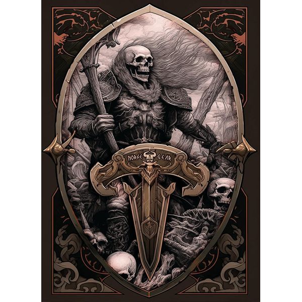 Norse Gear Matte Card Art Playing Card Sleeves - 100ct Standard Size (91mmx66mm), Skeleton Viking