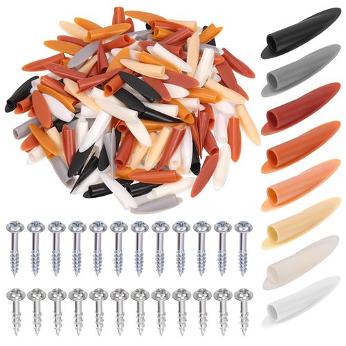 Mardatt 360Pcs 8Colors Plastic Pocket Hole Plugs, 7mm Slant Hole Caps Plastic Oblique Hole Opener Kit Wood Plugs for Pocket Hole Jig Wood Pocket Hole Plugs Working Tool Accessories