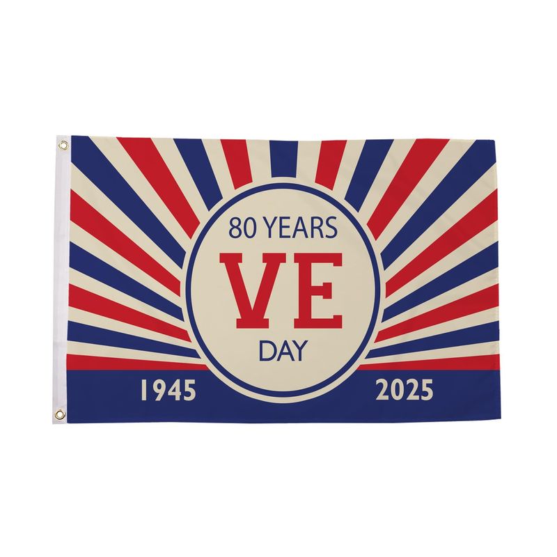 Flagmax VE Day 80th Anniversary Flag - 5ft x 3ft (150cm x 90cm) with ...