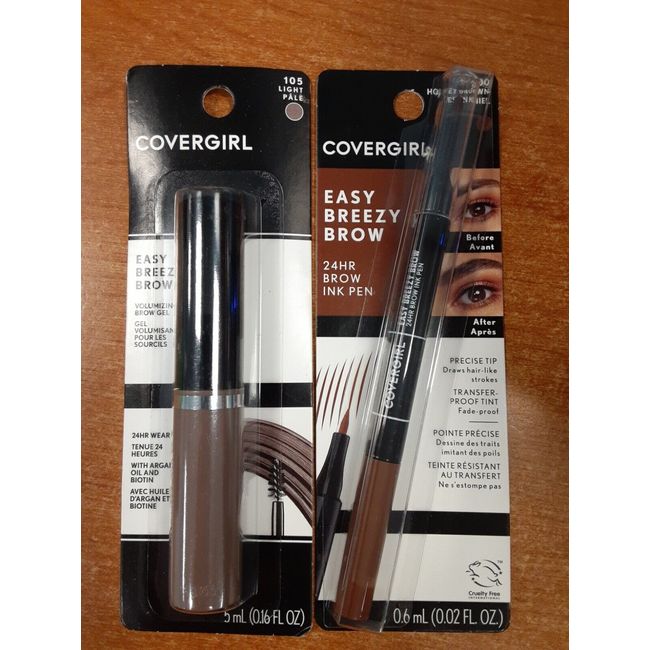 COVERGIRL Easy Breezy Brow Ink Pen (1) & Volumizing Brow Gel (1) COMBO - (D802)