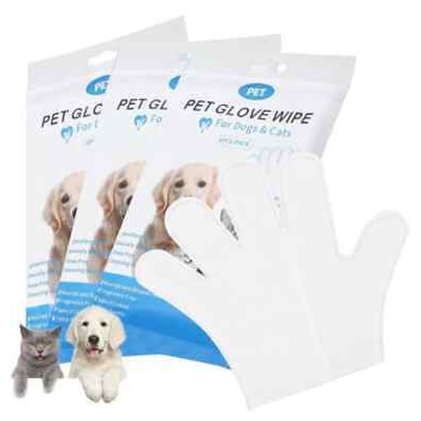 6-PACK Cleaning Wipes Gloves for Dog and Cat Rinse Free Pet Grooming Wipes