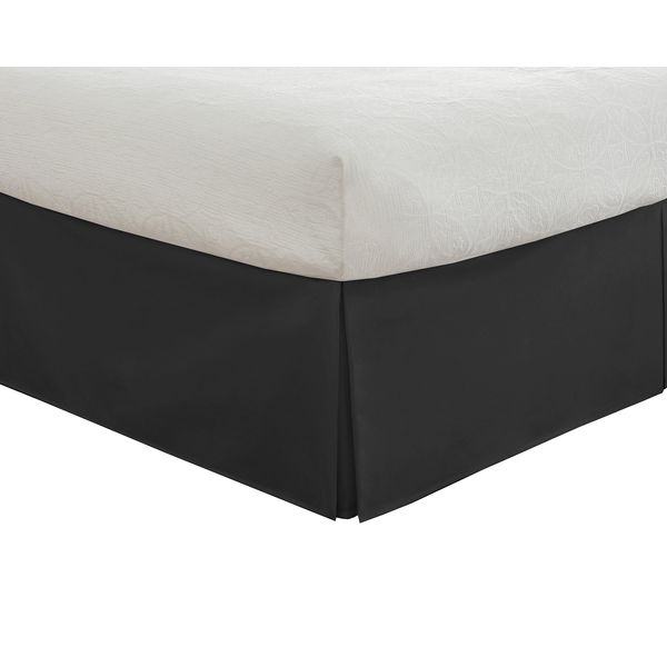 Fresh Ideas Bedding Tailored Bedskirt, Classic 14” Drop Length, Pleated Styling, Twin, Black