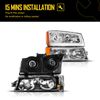 Headlights Bumper Lamps Set with Light for 2003-2006 Chevy Silverado Avalanche