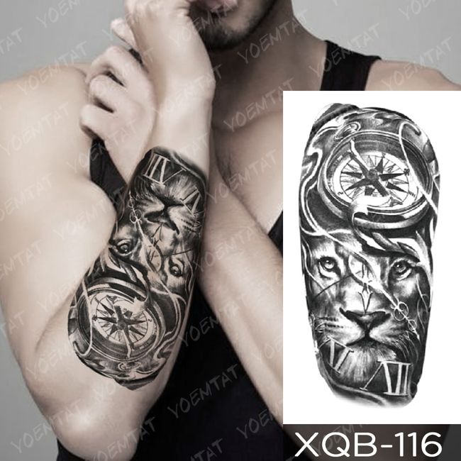 Cross Lion Waterproof Temporary Tattoo Sticker Fake Body Art Arm